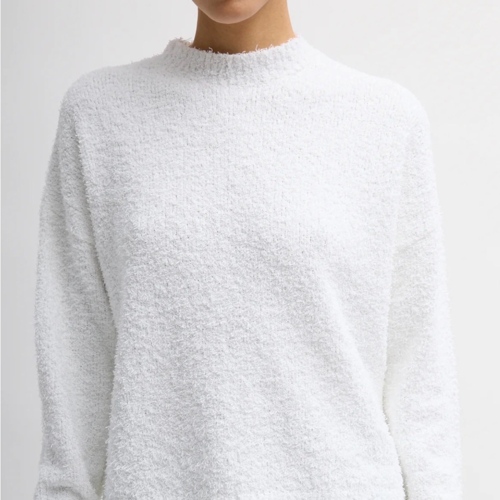 Tibi White Textured Mock Neck Sweater